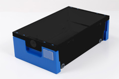 Cassetto con targhetta trasparente e frontalini colore blu, con blocchetto BiG