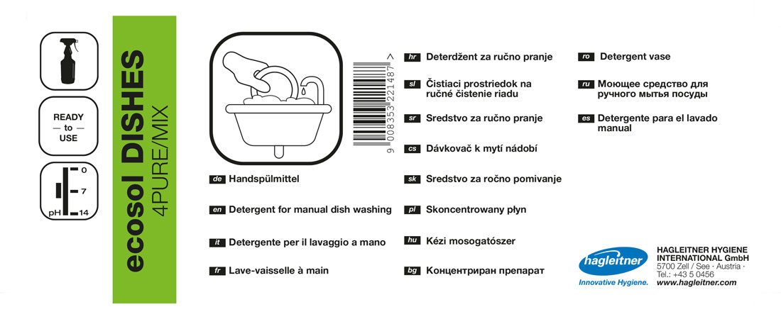Label ecosol DISHES ECO 4PURE/MIX
